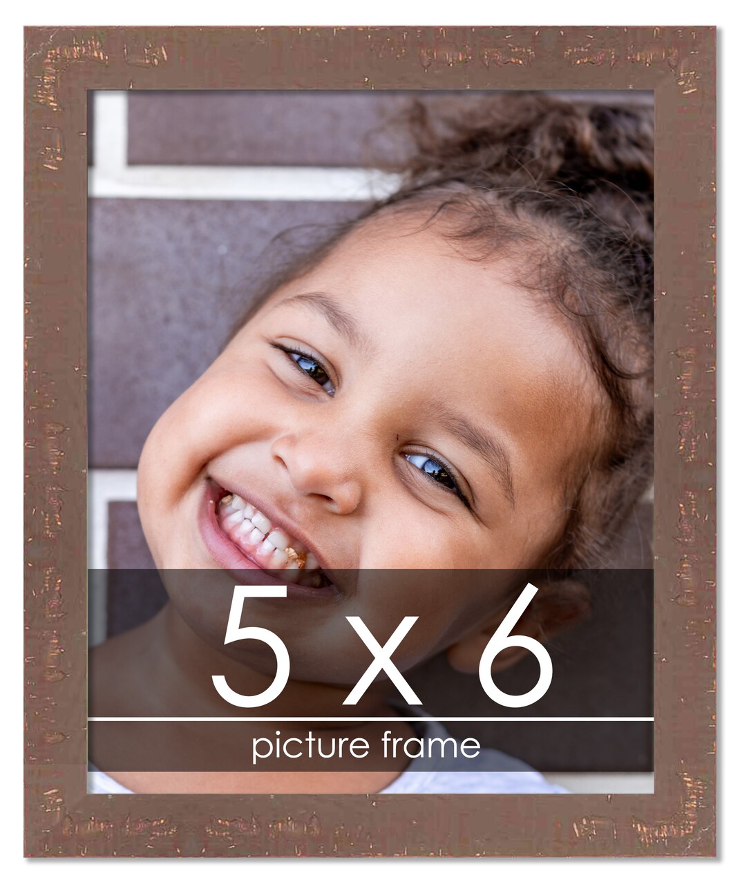 Photo Size Shabby Chic Brown Picture Frame - UV Acrylic, Foam Board Backing, Hanging Hardware